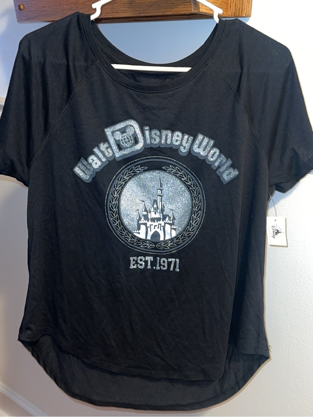 ✨NWT✨Disney Black Short Sleeve Tee with Silver Castle Graphic